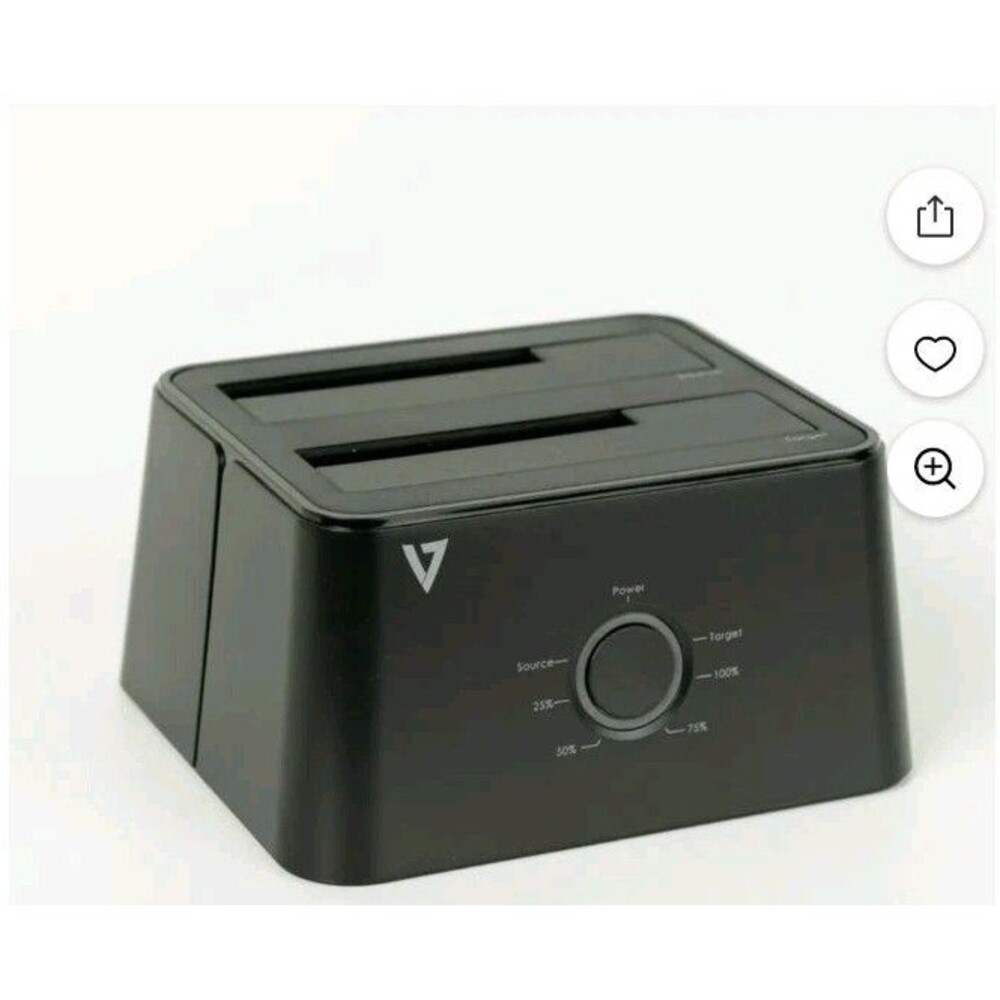 V-Seven, V7 USB 3.0 Dual Bay HDD Docking Station, Black